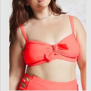 🦐👙Neon Coral High Waist Knotted Bikini